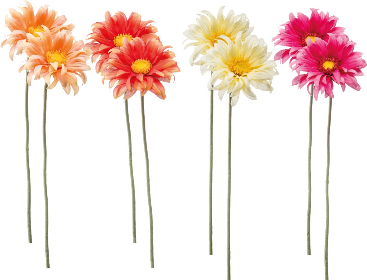 Emerald - Kunstbloem Gerbera Mini 50cm - Set van 8 - Kunstplant voor binnen