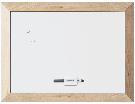 Bi-Office Bisilque Kamashi - Whiteboard - Magnetisch - Niet kantelbaar - met naturel kader