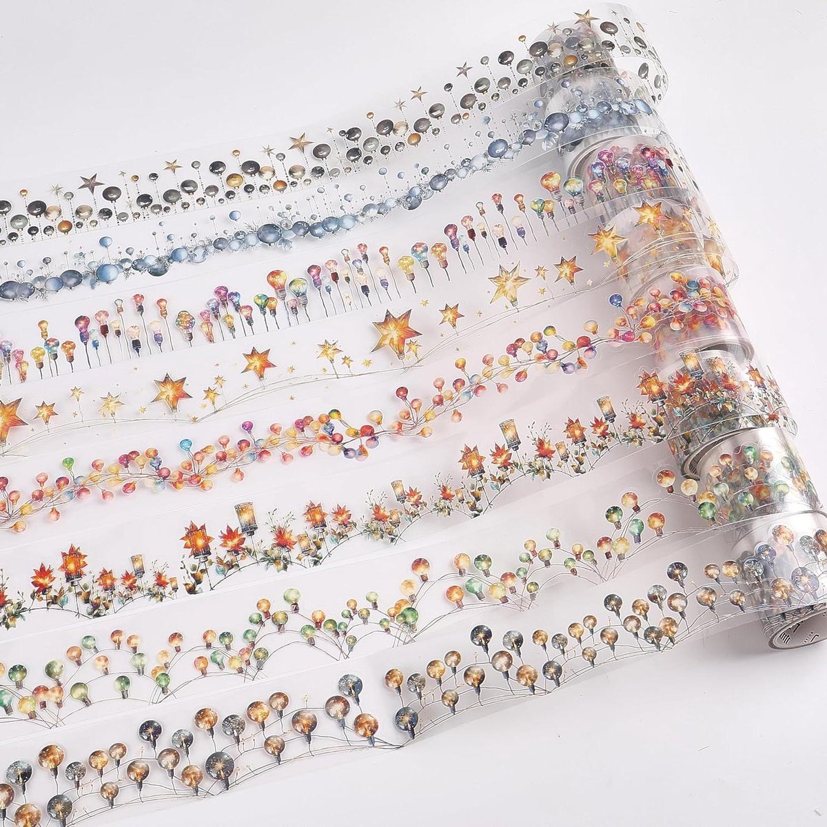 CSGoods - Verlichting PET Tape Stickers Wasbaar Zelfklevend Waterdicht Scrapbooking Geschenkverpakking
