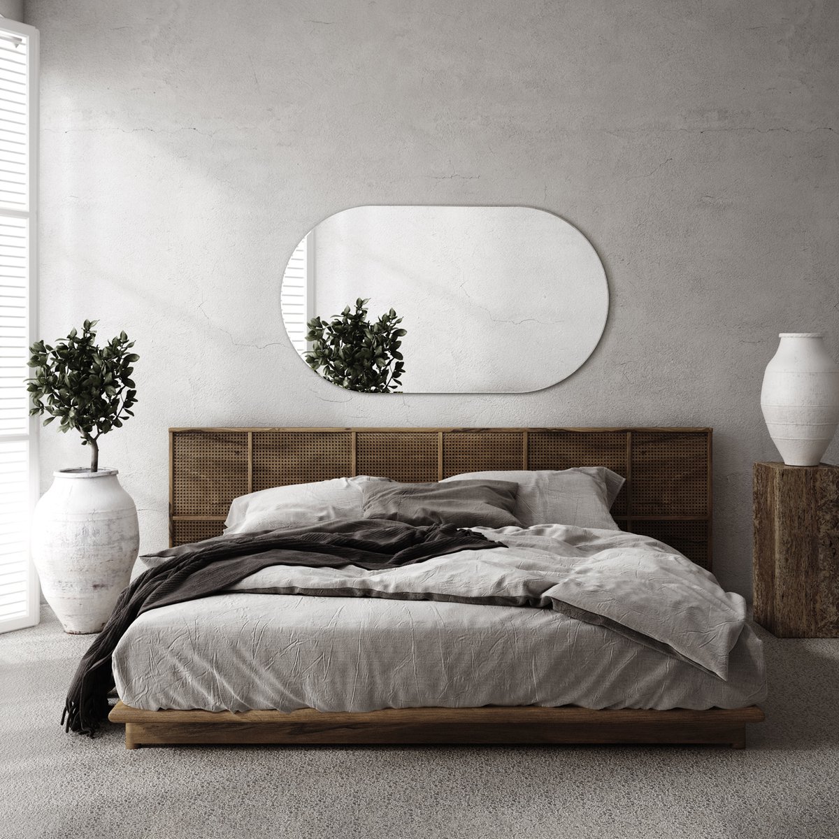 Coloray Oval Spiegel - Symmetrischer Oval Spiegel - 40 cm x 70 cm - Oval Spiegel Wohnzimmer - Grote Wandspiegel Oval - Scandinavische Oval Spiegel - Oval Spiegel Wand - Oval Spiegel - Großes Oval Spiegel Badezimmer - Oval Spiegel Flur