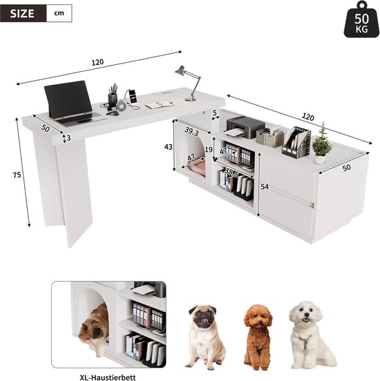 Coleshome Gamingtafel met Omkeerbare Planken, 100 x 70 cm Hoekbureau, Computertafel voor Thuiskantoor, Grijs