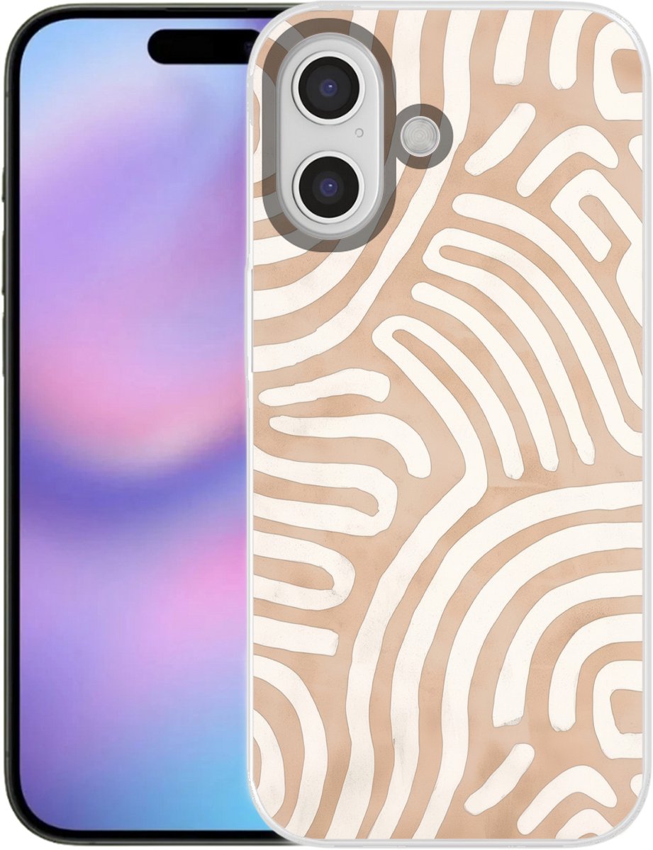 Telefoonhoesje Geschikt voor iPhone 17 hoesje - Beige - Aardspatroon - Siliconen Telefoonhoesje Telefoonhoesje