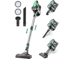 VIN® 6-in1 Steelstofzuiger Zonder Zak op Accu - Steelstofzuiger Draadloos Uitschuifbaar - Kruimeldief Snoerloos best Verkocht 25KPA – Veelzijdige Kruimeldief best Verkocht – met Krachtige batterij – Zwart/Groen