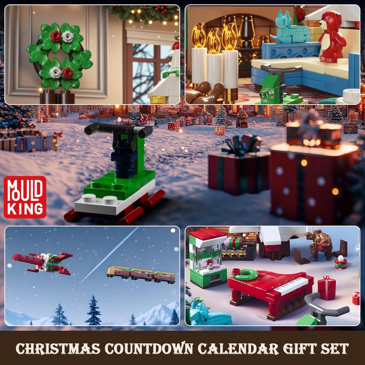 Mould King Kerst adventskalender #2 24-delig 2025 - 2026 aftelkalender bouwset | Incl. mini kerstversiering / decoratie | Creator classic bouwpakket geschikt voor lego | Educatief speelgoed ideas voor volwassenen & kinderen | 725 bouwstenen — afbeelding 6