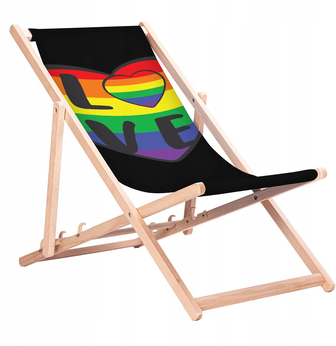 Houten Loungestoel met 'Love Hart' Print - Verstelbaar & Duurzaam