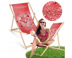 Houten ligstoel met print - Comfortabel voor strand, terras & balkon
