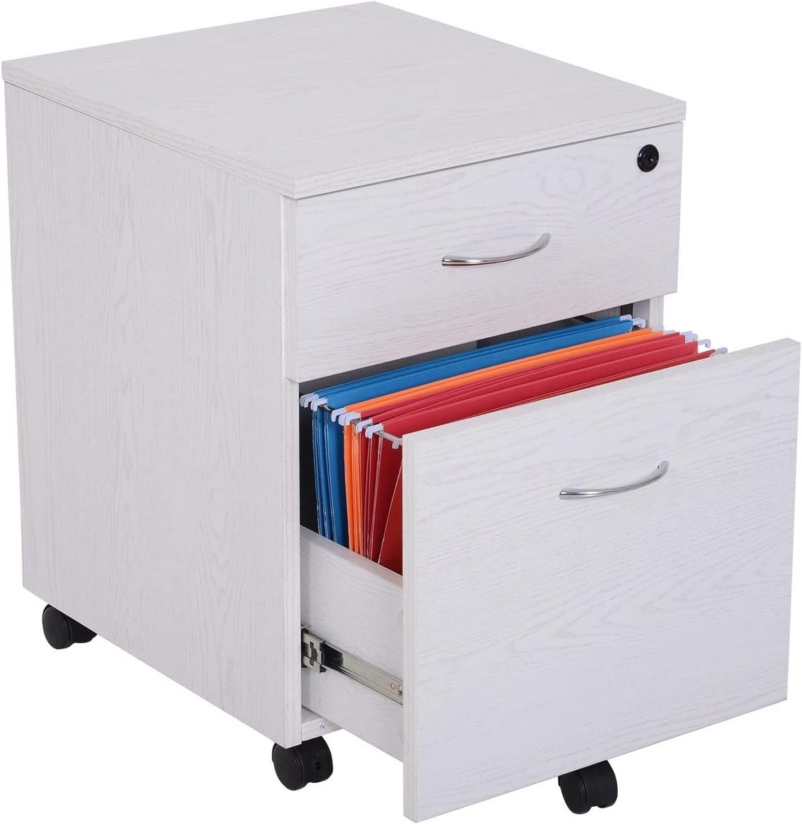 Compacte Mobiele Archiefkast met 2 Laden en Sleutels – Vooraf Gemonteerd voor A4/Letter Documenten – Slim, Veilig en Stijlvol Ladenblok voor Kantoor of Thuis – 360° Wielen en Duurzaam Staal