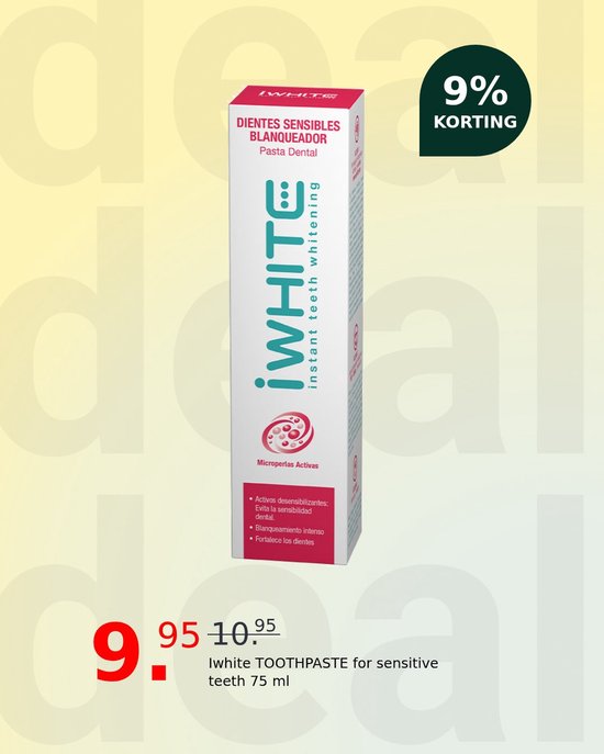 iWhite tandpasta voor gevoelige tanden - Tandenblekende Tandpasta 75 ml, tandpasta whitening en beschermt gevoelige tanden