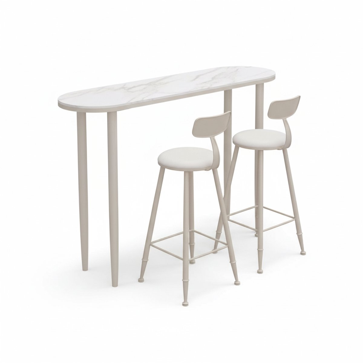 Industriële Bartafel Set met 2 - 100x105 cm - Wit - Novihome