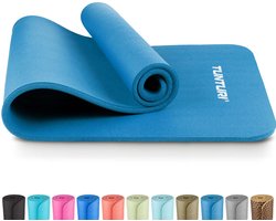 Tunturi NBR Yogamat Anti Slip - Fitnessmat Extra dik & zacht - Sportmat - 180x60x1.5cm - Incl Trainingsapp - Petrol Blauw