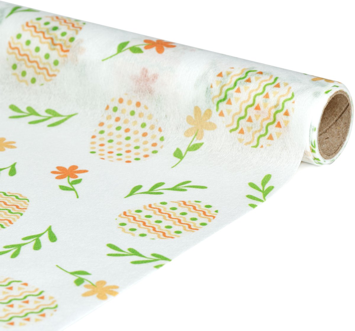 Tafelloper Pasen 180 x 28 cm – Paasdecoratie met Paasei Motief – Witte Tafelloper van Polyester voor Eettafel & Paastafel 1 Stuks [58207B]