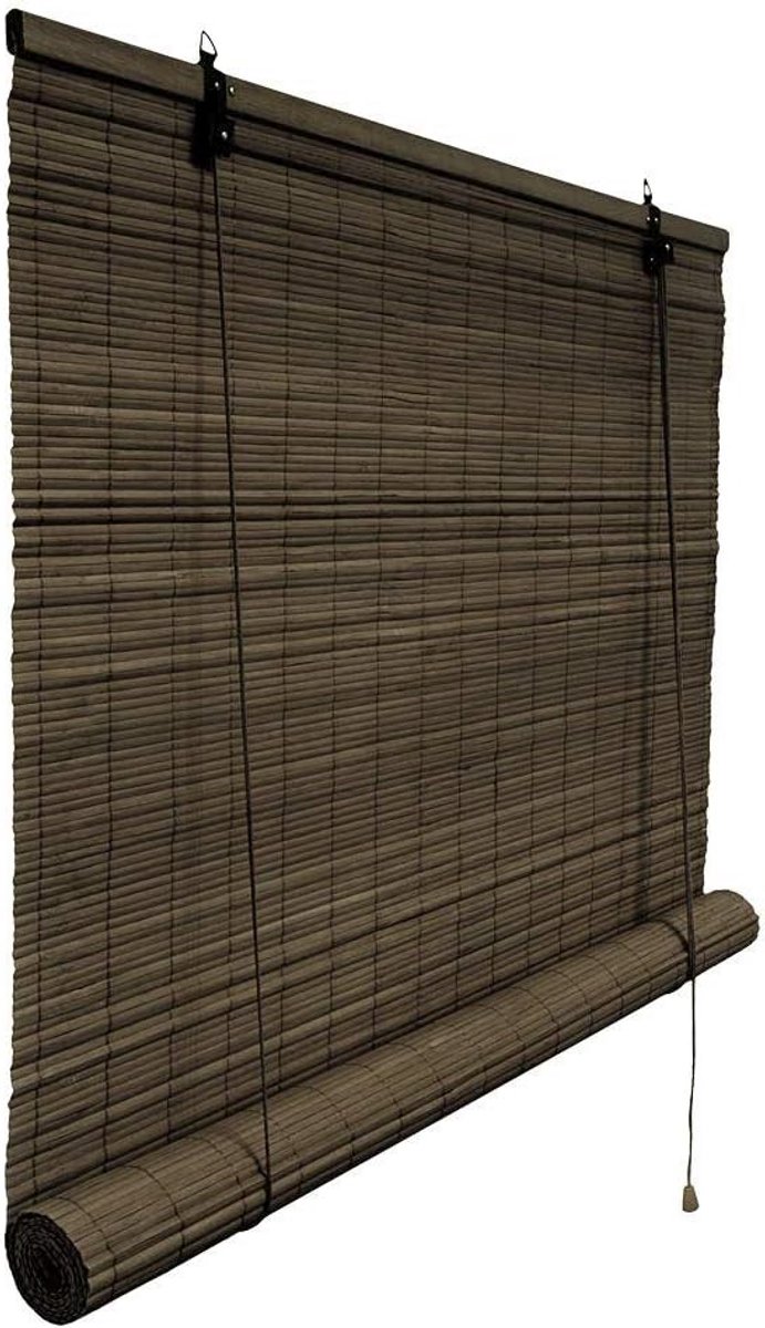 Bamboe Rolgordijn 70 x 220 cm Donkerbruin - Privacy Scherm voor Raam en Deur