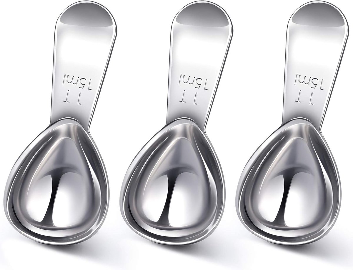 3 koffielepels, 15 ml per stuk - zilverkleurig