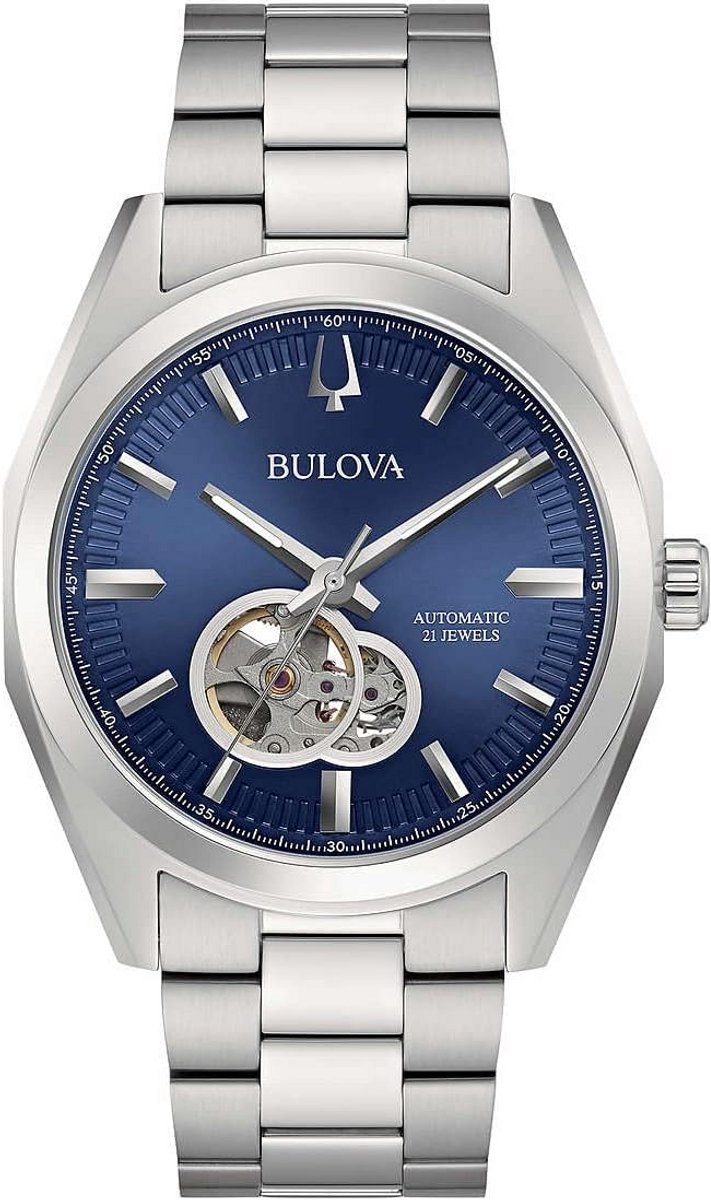 Heren analoog mechanisch horloge met roestvrijstalen armband, zilver