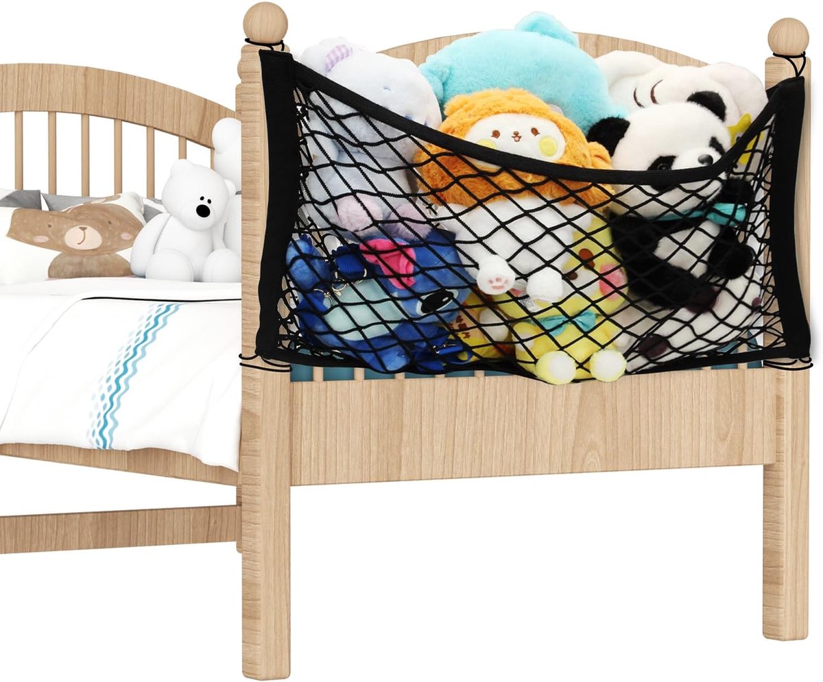 Famanu - Opbergnet voor knuffels en elastisch net voor kinderkamer en bed