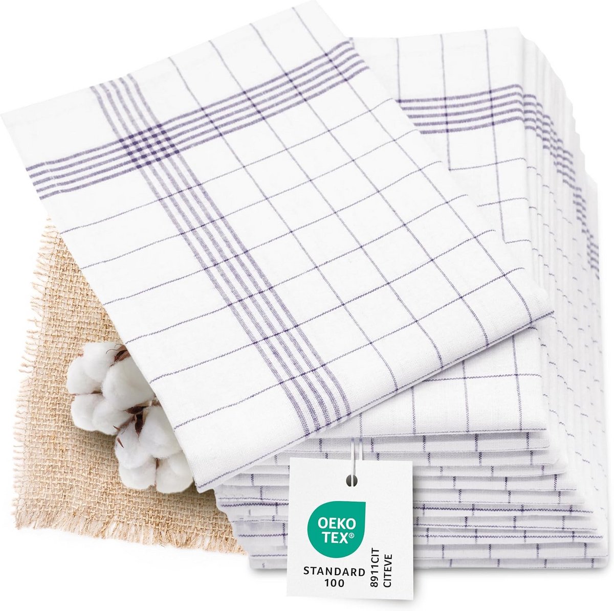 Set van 12 Keukendoeken Half Linnen - Professionele Keukentextiel 60x80 cm Grijs