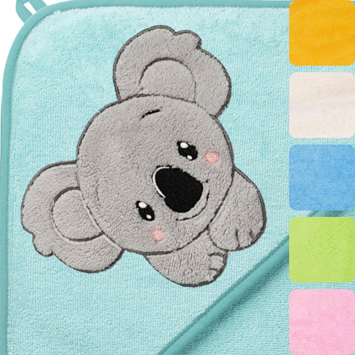 Kinder Badcape Katoen met Capuchon 100x100 cm | Absorberende Oeko-Tex Koele Koala Handdoek