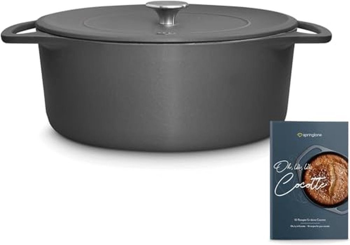 Gietijzeren Cocotte met Deksel - 28 cm, 6 l - Ovenbestendige Stoofpan voor Inductie