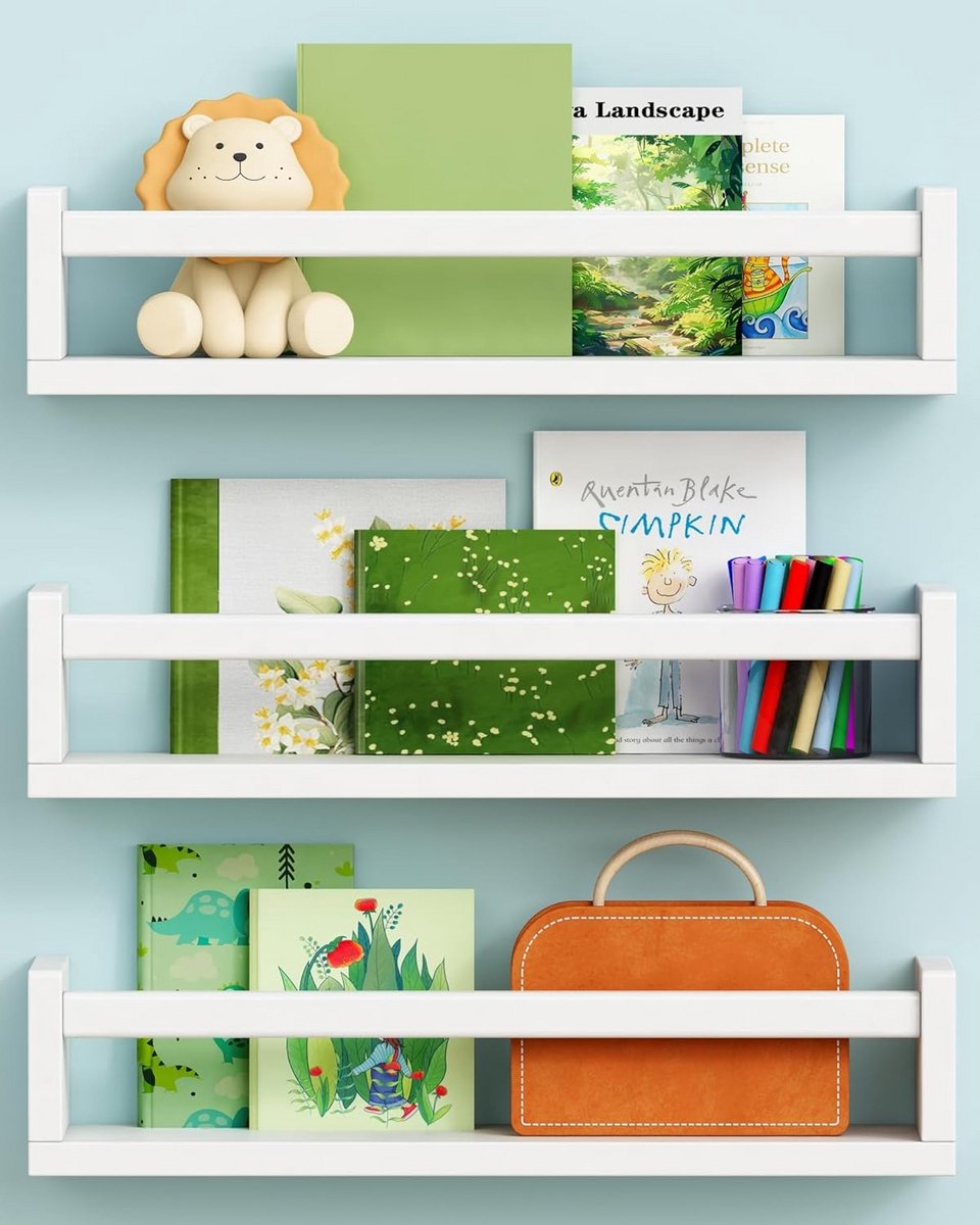 Set van 3 Zwevende Wandplanken voor Kinderkamer - Boekenkastjes Kind & Baby