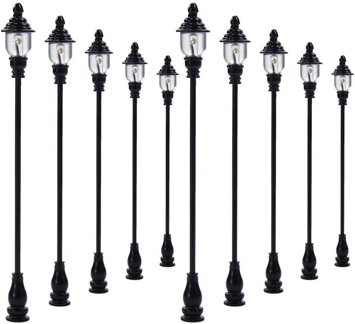 10x Verstelbare LED Straatlantaarns voor Modelspoorbaan Schaal 1:87 HO/OO (8,5 cm)