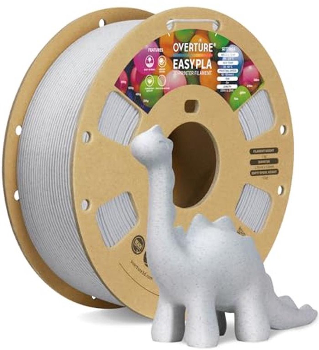1.75mm 3D Printer Filament - PLA Materiaal in Wit, 1kg Spoel, Geschikt voor FDM Printers
