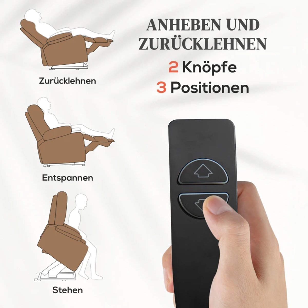 Elektrische Massagestoel - Massagefauteuil met Liftfunctie & Verwarmingsfunctie - Sta-opstoel - 8 Vibratiekoppen - Kantelbaar tot 135° - tot 150 kg - met Afstandsbediening - Relaxfauteuil - Relaxstoel - TV stoel - Bruin – foto 7
