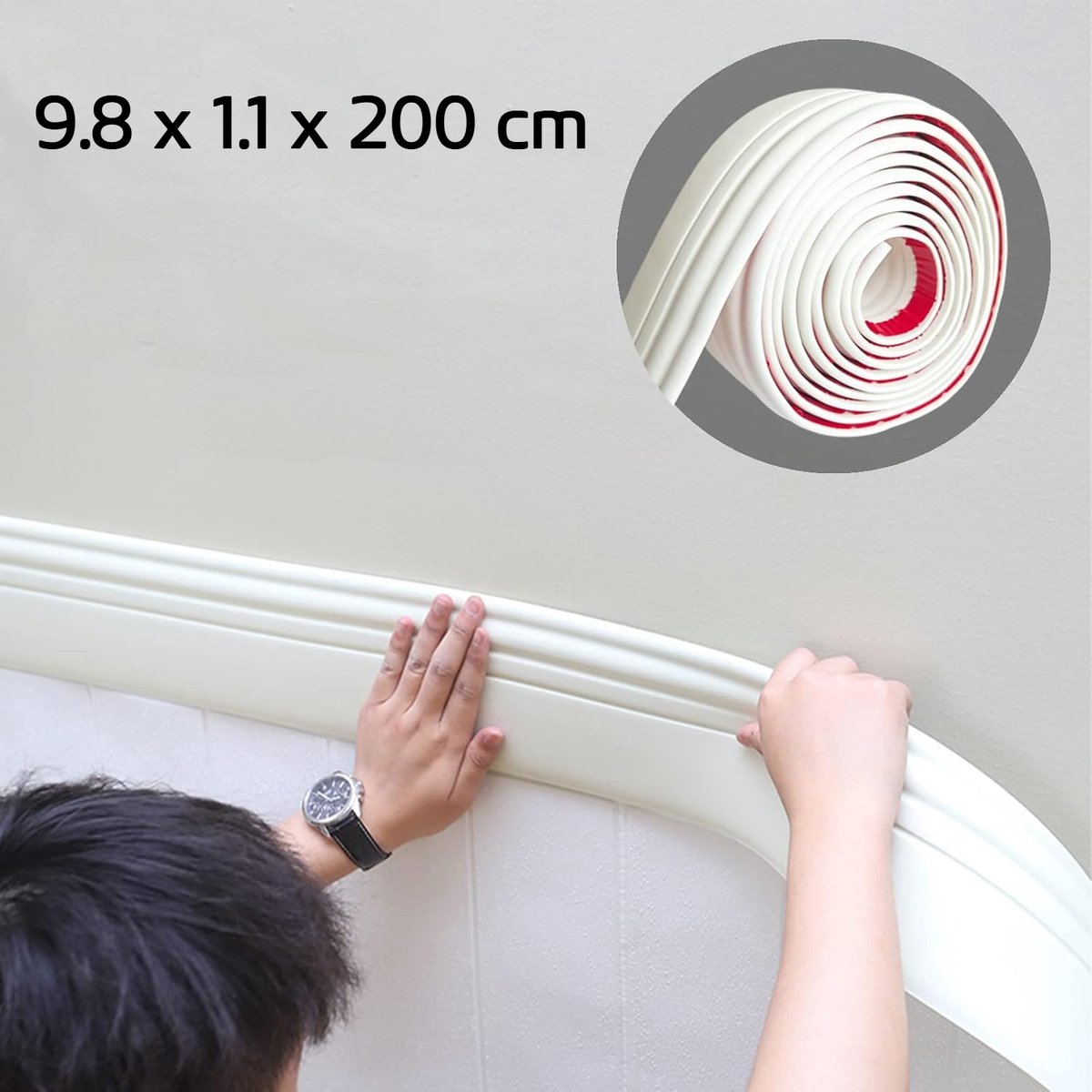 Zelfklevende Schuimplinieren, Wandbekleding En Verhoogde Plinten, Geschikt Voor Woonkamers En Slaapkamers - 9,8 x 1,1 x 200 cm