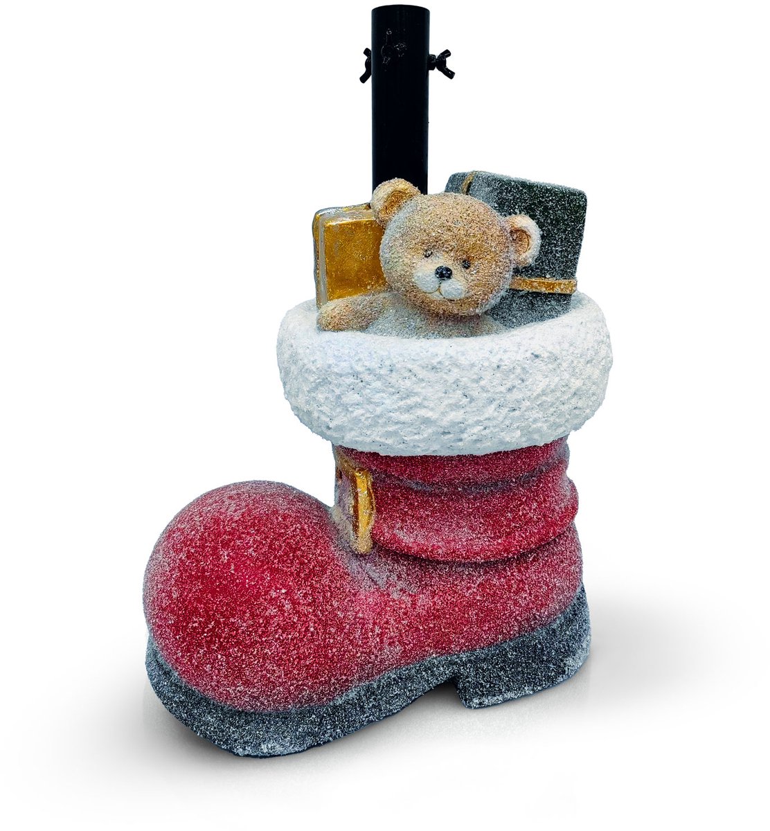 Kerstboomstandaard Santa Kerstman Laars – Decoratieve Kerstboomvoet van Kunststeen – Stevige Boomstandaard voor Kerstboom – Rood/Wit 1 Stuks [58594]