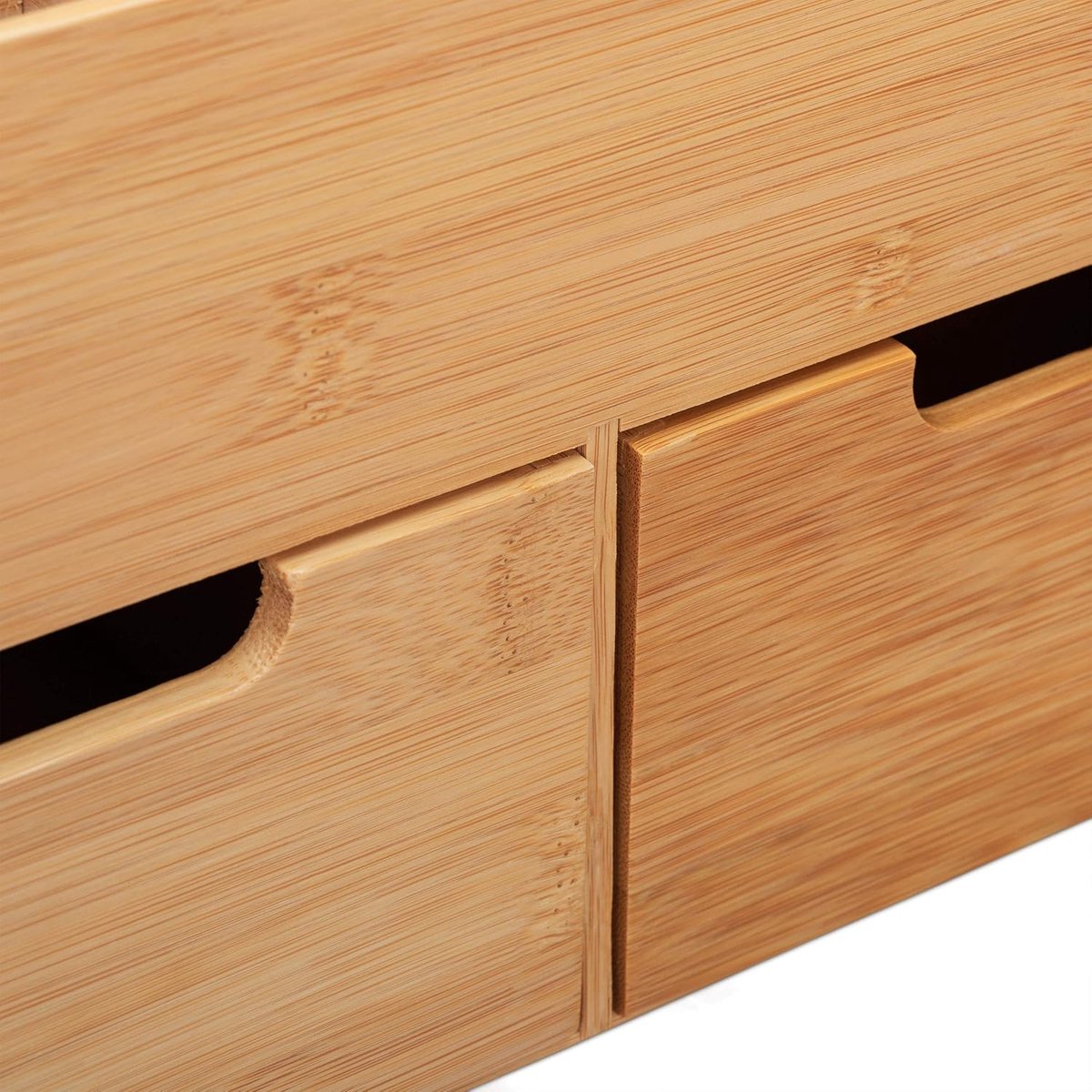 Famanu – Bamboe bureau organizer met 6 bakjes + 2 lades – pennenbak voor kantoorartikelen – 26x33x13
