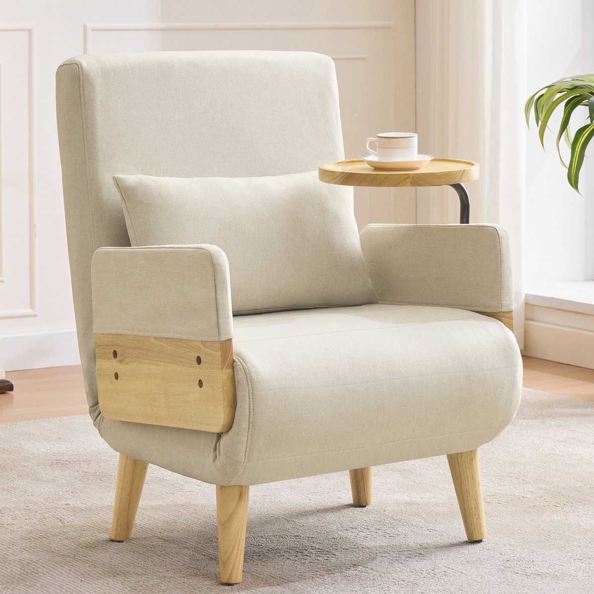 HAUSS SPOLE Fauteuil - 3-in-1 Omvormbare Slaapfauteuil - 6-Posities Verstelbare Loungestoe