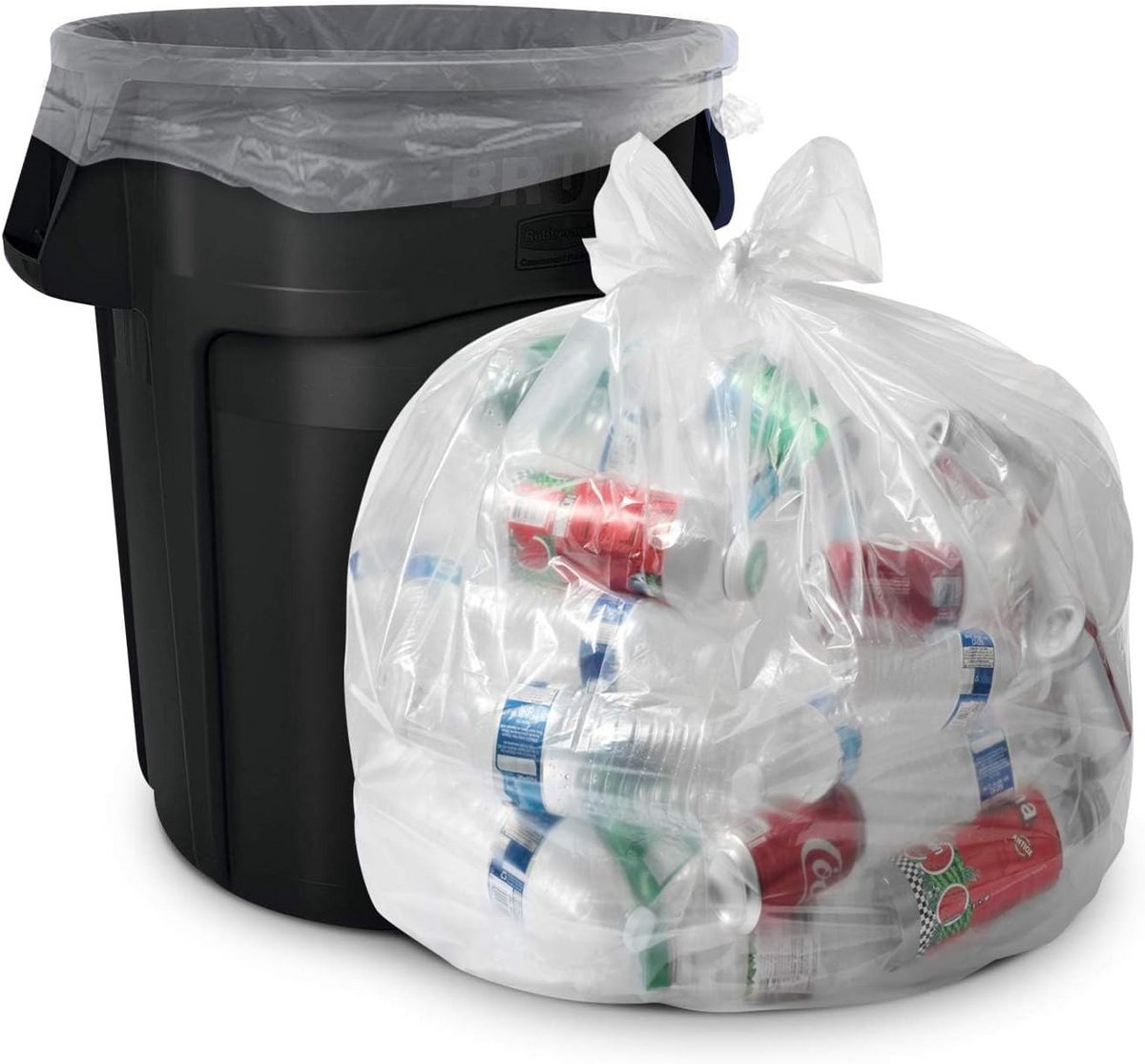 60 Gallon Clear Trash Bags - Heavy Duty 100 Pack for Recycling and Contractors