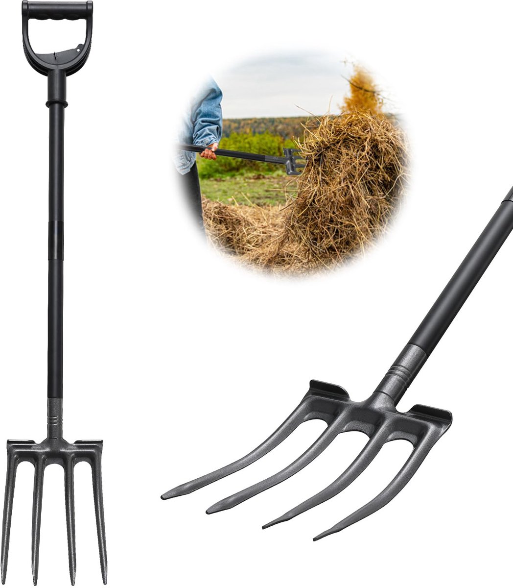 Unyqoos® en multifunctionele tuinvork met ergonomische D-greep en voetpedaal
