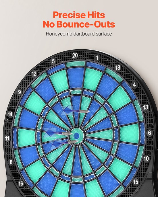 Elektronisch dartbord met LED-display, 48 spellen en meer dan 500 variaties, inclusief 6 darts met flights en 50 soft tips, LCD-cricket scorebord - geschikt voor maximaal 8 spelers — afbeelding 4