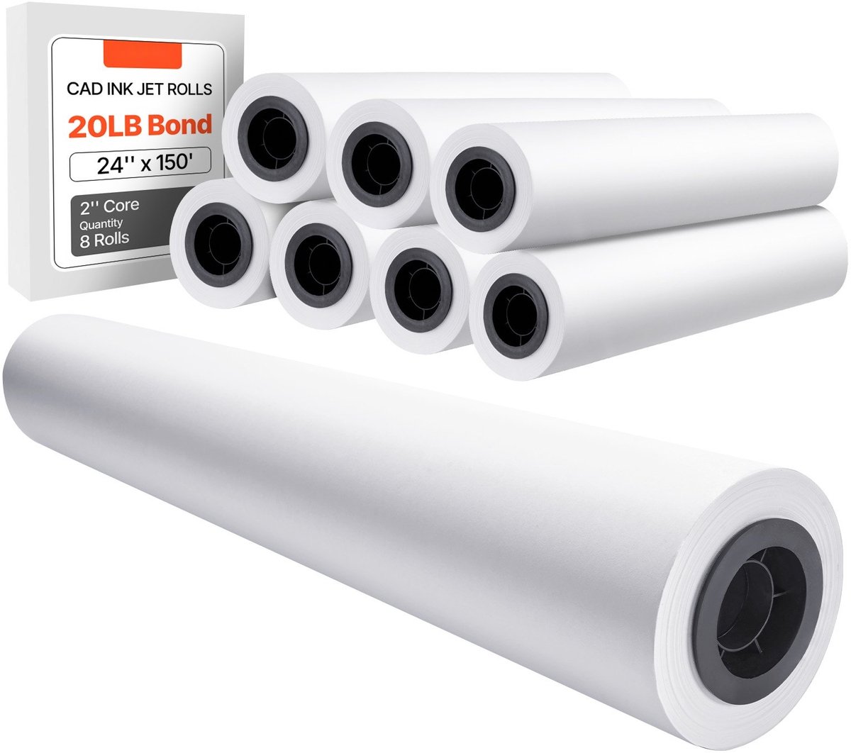 Plotterpapier - Breedformaat papierrol - Afmeting 610 mm x 45,7 m - Grammatuur 75 g/m² - Voor CAD, GIS en Architectuur - Wit