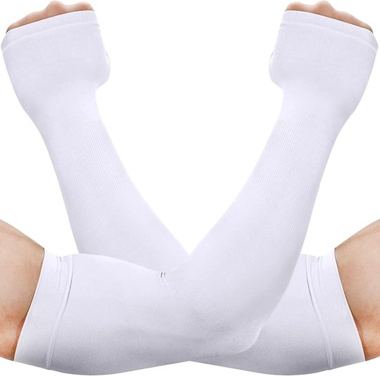 UV-beschermende Armmouwen Met Duimgat – SPF50+, Koelend, Zwart, 1 Paar, Voor Sport En Buitenactiviteiten