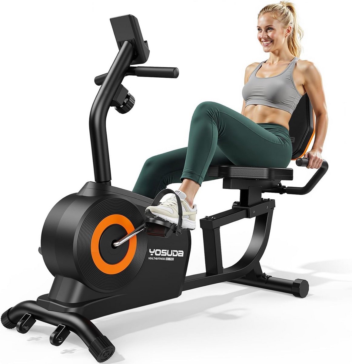 Liggfiets Hometrainer met 16 Weerstandsniveaus en LCD-Scherm voor Thuisgebruik