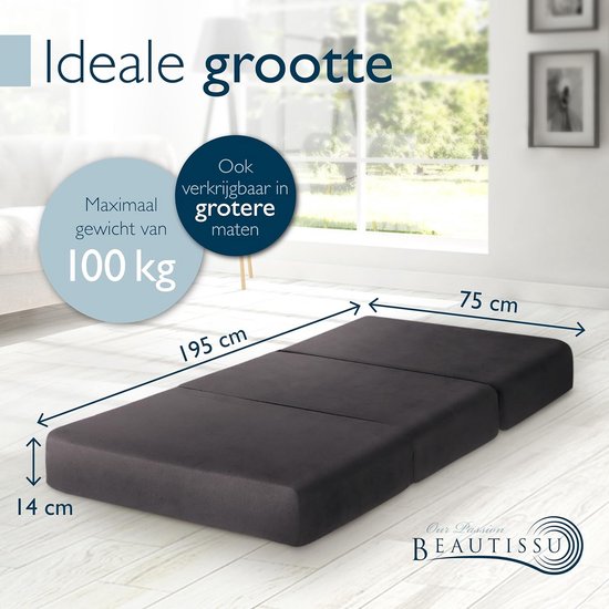 Inklapbaar Logeerbed 75x195cm met Dikke 14cm Geheugenschuim - Wasbare Optie van Merkloos — afbeelding 5