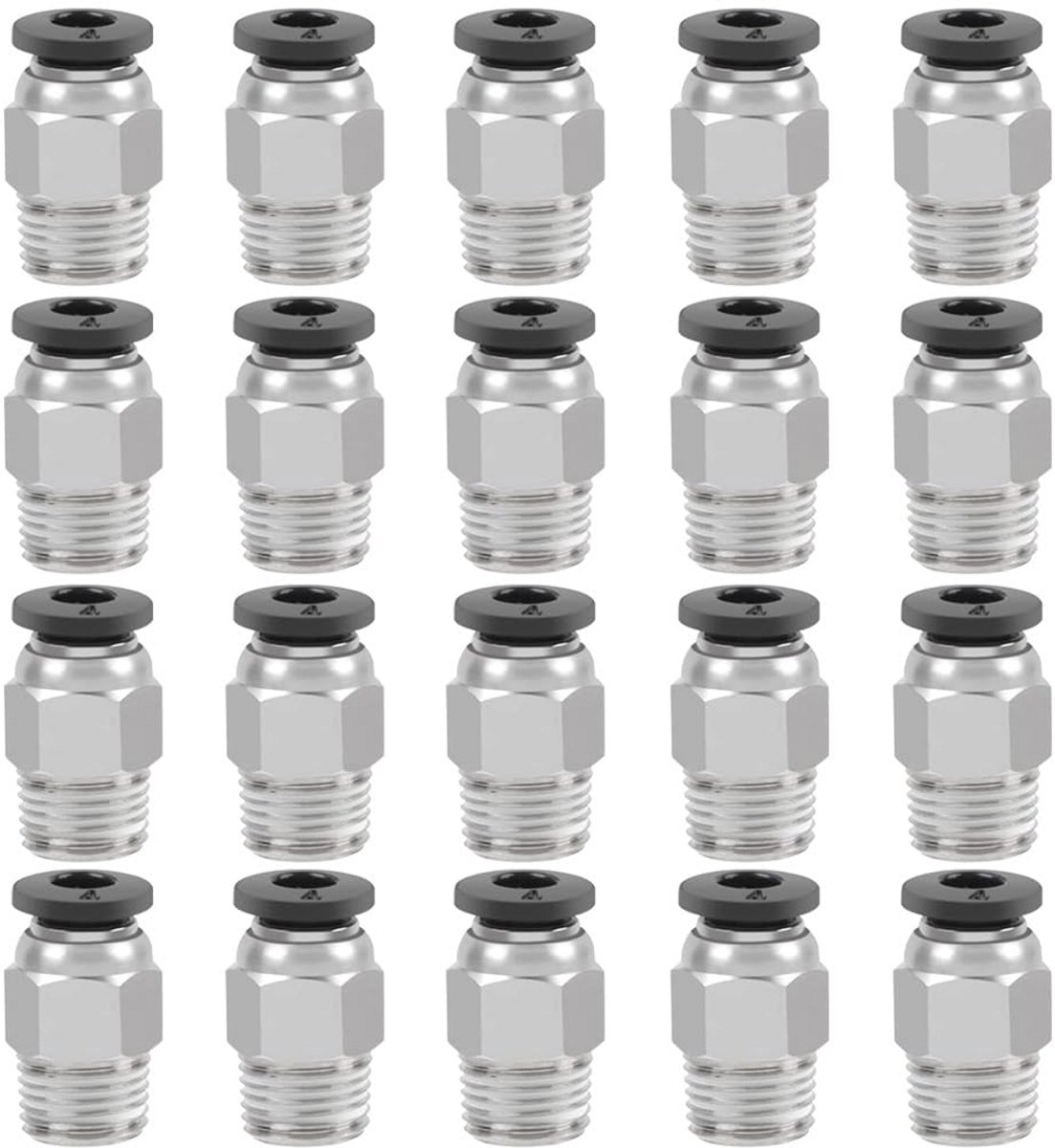 20x Rechte Pneumatische Connector PC4-M10 voor 3D Printer (4mm Buis, M10 Schroefdraad)