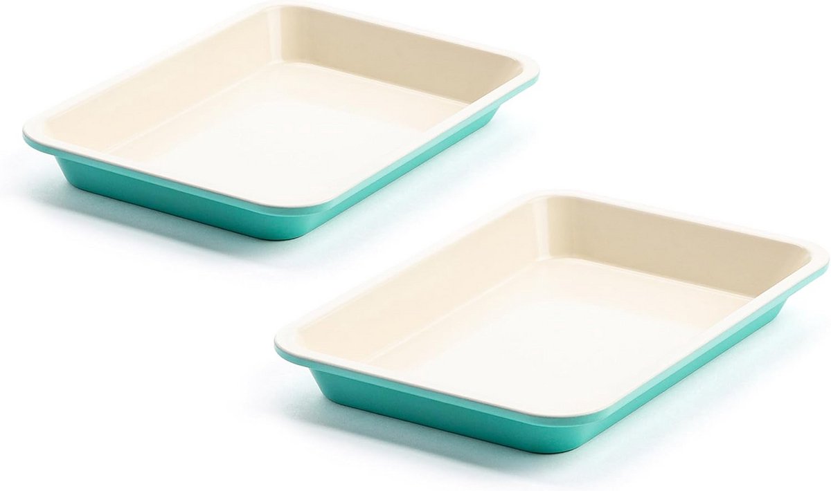 Keramische Ovenschaal Set 2-Delig Anti-Aanbak PFAS-Vrij Turquoise 33x23 cm