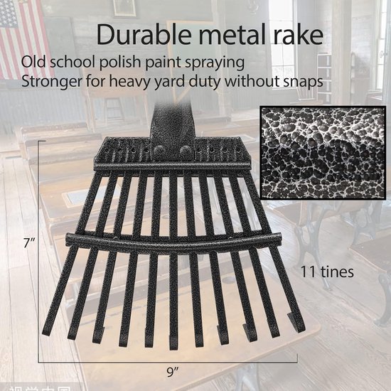 Unyqoos® Verstelbare bladhark met lange steel en compacte rekenkop voor tuinonderhoud — afbeelding 2