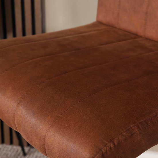 SET OFF: Tabouret de bar 2 pièces Anel avec dossier: microfibre cognac avec piètement noir chaise de bar