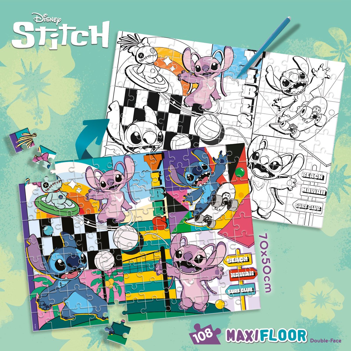 Lisciani - Lilo & Stitch - Double face - Puzzel Maxifloor - 108 stukjes — afbeelding 4