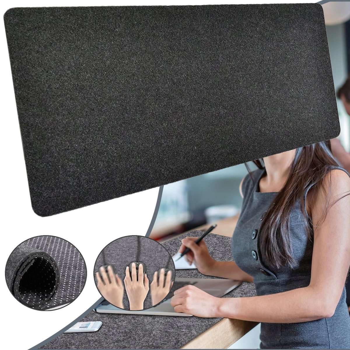 Grote Bureauonderlegger 100x40cm - Antislip & Beschermend Vilt
