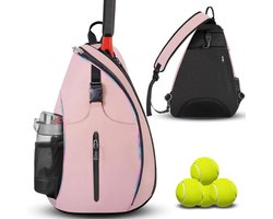 Tennis Sling Rugzak - Crossbody Sporttas - Waterbestendige Racket Opbergruimte - Geschikt voor Pickleball & Badminton - Unisex Lichtgewicht Ontwerp-roze