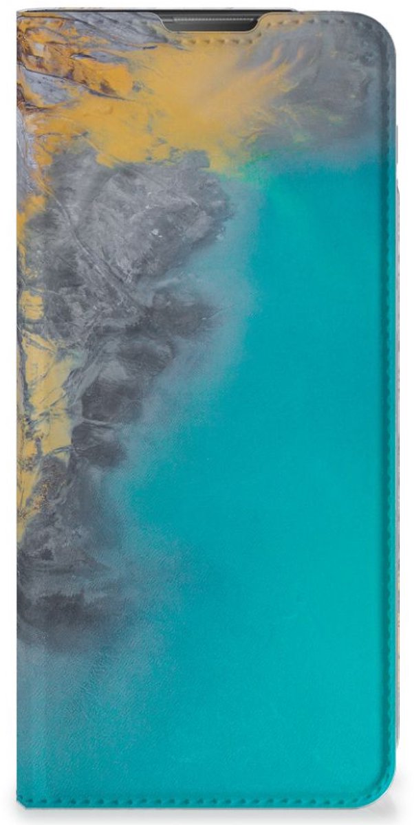Motorola Moto E20 Standcase Marble Blue Gold