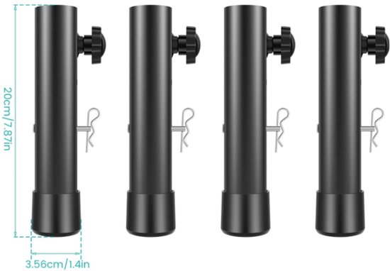 4-pack opvouwbare tafelpootverhogers, gemaakt van duurzaam staal, geschikt voor zowel rechte als gebogen opvouwbare tafelpoten. Verstelbare tafelhoogte, waarbij de poot met 9,1 cm/13,2 cm wordt verhoogd.