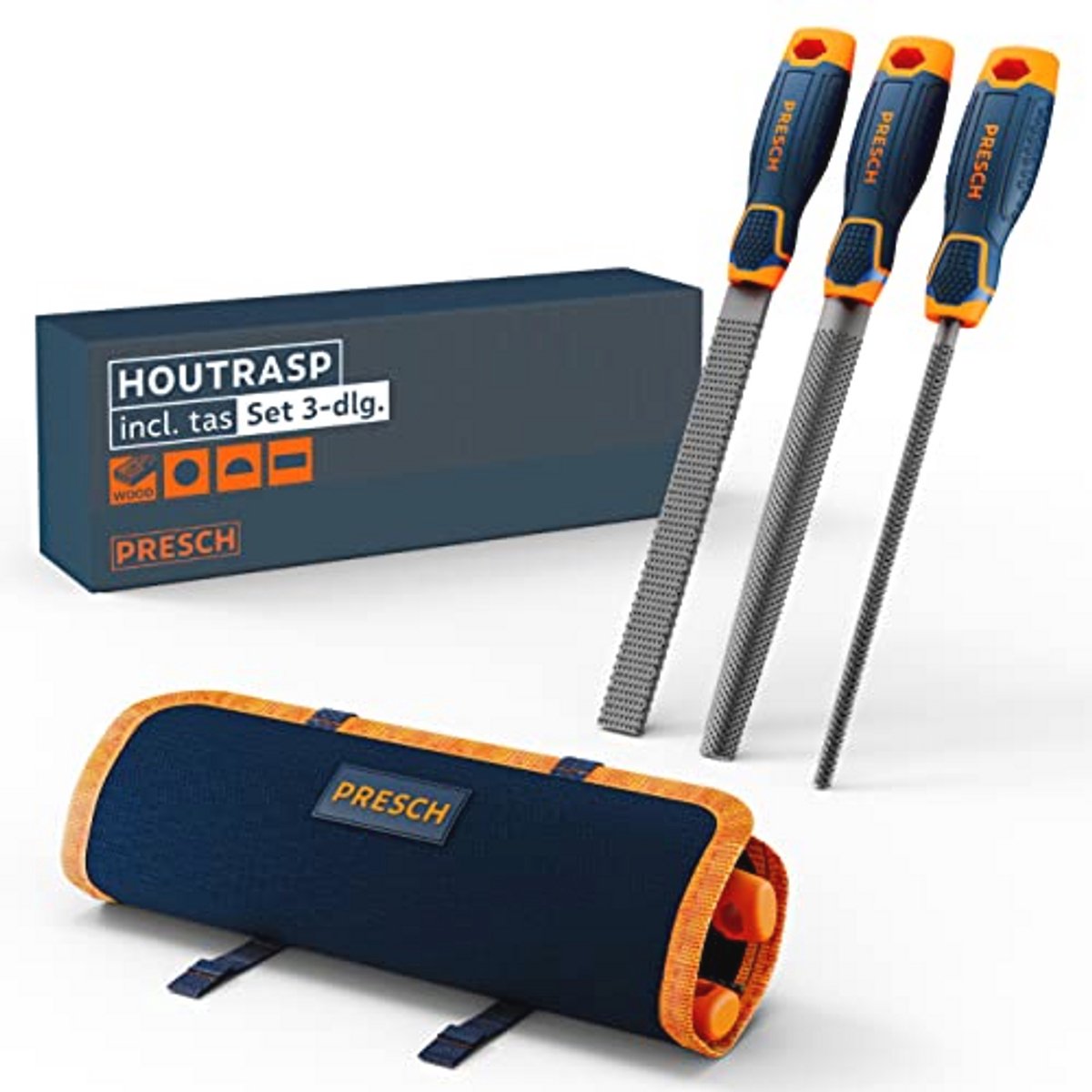 Houten Rasp Set 3-delig met Tas - Professionele Rasp voor Hout en Kunststof