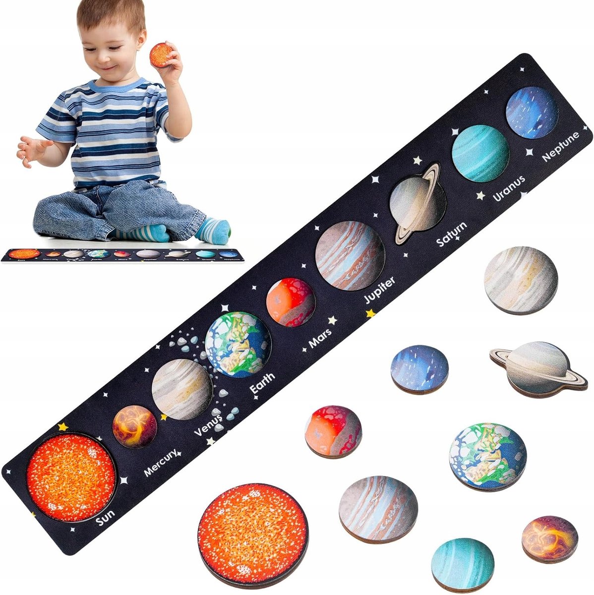 Houten Zonnestelselpuzzel - Educatief en Leerzaam Speelgoed