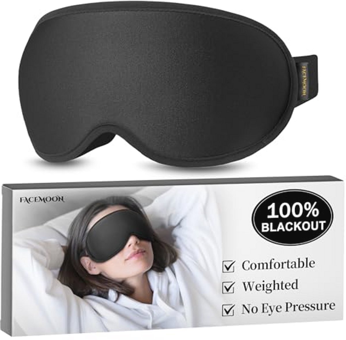 Verduisterend 3D Oogmasker met Oordopjes - Zacht en Verzwaart voor Ontspanning en Hoofdpijnverlichting