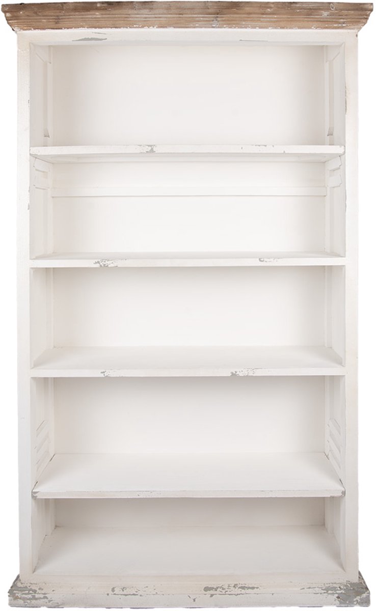 Clayre & Eef Boekenkast Verstelbare Planken 116x36x195 cm Wit Hout